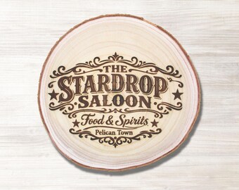 Stardrop Saloon Wood Plaque – Stardew Valley Inspired Laser Engraved Decor
