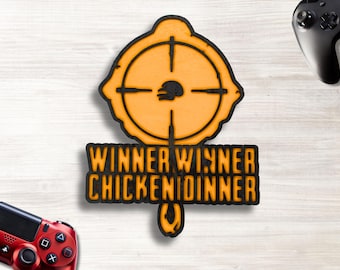 Winner Winner Chicken Dinner Sign | Gaming Wall Gamer Room Decor | Battlegrounds Gift
