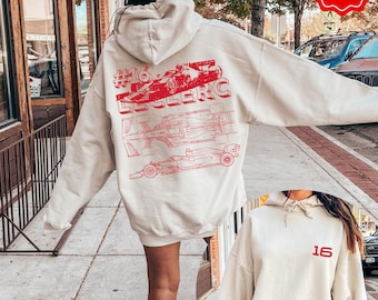 Charles Leclerc Hoodie, Formula 1 Hoodie Sweatshirt, F1 Merch, Leclerc 16, Race Day Shirt, Formula One Apparel, F1 Gifts , Formula 1 Women