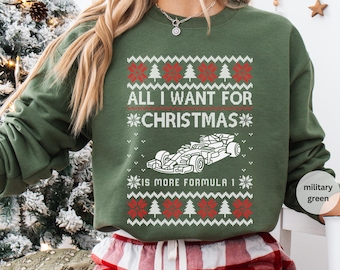 Formula 1 Christmas Sweatshirt: Funny F1 Holiday Sweater