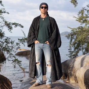 Akar Men’s Patchwork Kimono Duster | Boho Meditation Robe