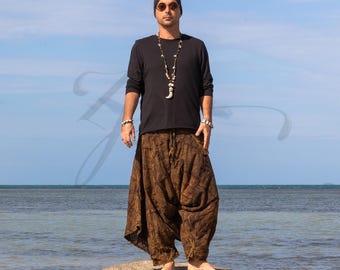 Calça Harém Rústica de Algodão Marrom | Calça Masculina Boho Festival – Ceba by Marx Silver