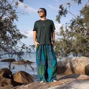 Sarouel Tashiq pour homme : pantalon de festival en patchwork The Blue River