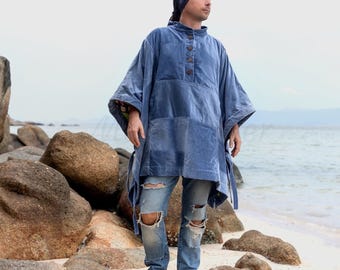 Poncho artesanal de veludo de algodão: Moda Boho Chic Plus Size | Marco