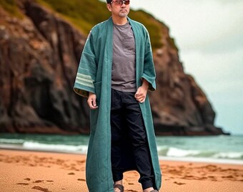 Kimono vintage acolchoado - Robe reversível de algodão feito à mão, veste até o tamanho 3X | Chibi