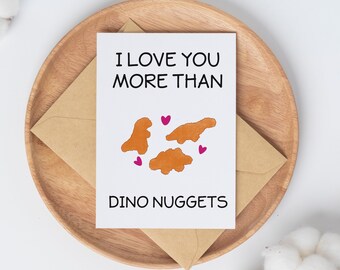 Dino Nugget Valentine Card, Chicken Nugget Card, Dinosaur Chicken Nugget card, Dino Nug valentine, Funny Chicken Nugget Card, Dino Nug Card