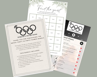 Bridal Party Olympic Games | Bachelorette Party Printable | Olympic Bridal Shower | Bachelor Party Digital Download