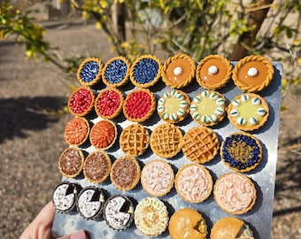 Handmade Bottle Cap Pie Magnets: Polymer Clay Food Decor