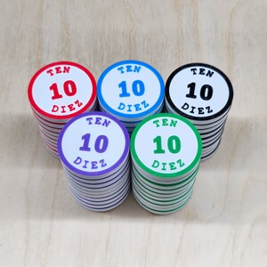 English/Spanish Magnetic Achievement Coins for Learning to Count (Single Color Set)