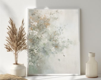 Tableau imprimable bouquet pastel | Tons neutres atténués | peinture à l'huile vintage | Art mural paysage | Impression numérique téléchargeable