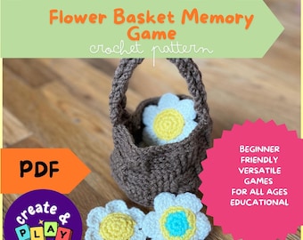 Patrón de crochet / Juego de memoria de canasta de flores Juguete educativo para niños