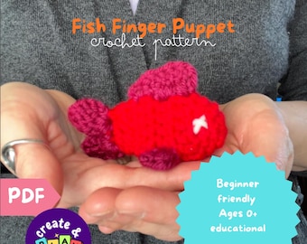 Patrón de crochet / Marionetas de dedo - Juguete educativo de pez
