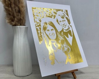 50th Wedding Anniversary, Golden Anniversary, Personalised Gift for Couple Anniversary, Gold Foil Print