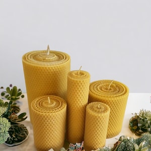 Regalo para Navidad, Juego grande de 5 velas de panal, Velas de cera de abeja 100% pura, regalos hechos a mano