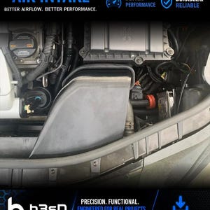 May include: An engine bay with an optimized air intake system. The image features text that reads "Optimized Air Intake" and "Better Airflow. Better Performance." Additional text includes "Precision. Functional. Engineered for Real Projects." and "Digital Download STL Files."
