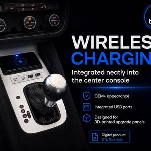 Vag Smart Console Upgrade STL – Trådlös laddning, USB-paneler och knappskydd för Golf 5/6, EOS, Jetta, Scirocco