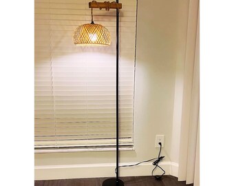 Boho Chic Rattan Floor Lamp | Handcrafted Rattan StandingFloor Lamp with Smart Blub | Illuminate Your Space with Natural Elegance