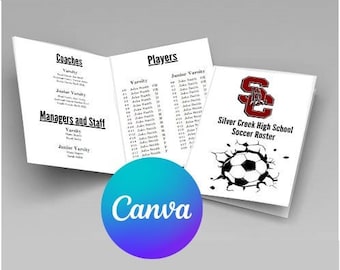 Multi-Page Bi-Fold Program Canva Template, Sports Team Program or Church Program, School Program Bi-Fold Brochure, Canva Template