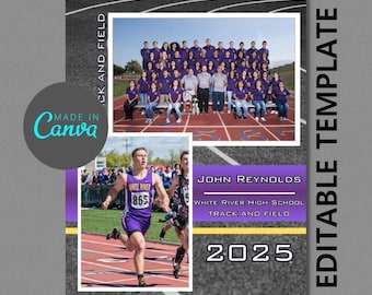 Track and Field Memory Mate Canva Digital Template  | 8.5" x 11" | Sports Photoshop Template for Teams & Individuals | Digital File | Track