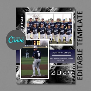 Baseball Memory Mate Canva Digital Template | 8.5&quot; x 11&quot; | Sports Photoshop Template for Teams & Individuals | Digital File | Canva Template