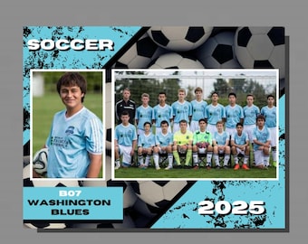 Voetbal Memory Mate digitale Canva-sjabloon horizontaal | 8,5 x 11 inch | Sports Photoshop-sjabloon voor teams en individuen | Digitaal bestand