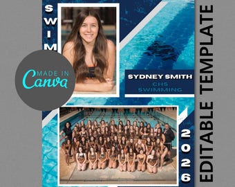 Plantilla digital Canva "Memory Mate" para equipos de natación / 8,5" x 11" / Plantilla deportiva para Photoshop para equipos e individuos / Archivo digital