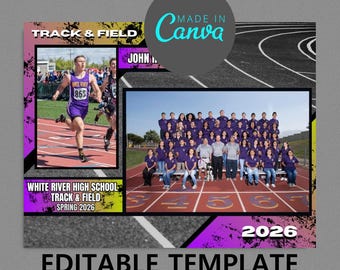 Track and Field Memory Mate Canva Digital Template  | 11" x 8.5" | Sports Photoshop Template for Teams & Individuals | Digital File | Track