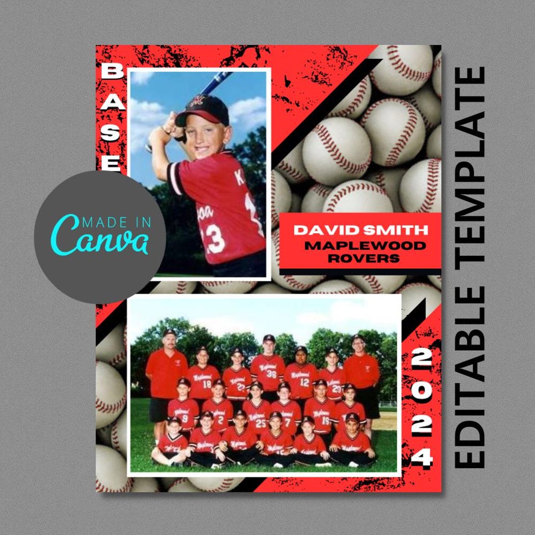 Baseball Memory Mate Canva Digital Template | 8.5
