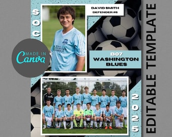 Digitale voetbalsjabloon Memory Mate canva | 8,5 x 11 inch | Sports Photoshop-sjabloon voor teams en individuen | Digitaal bestand