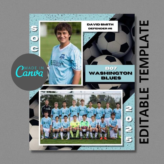 Soccer Memory Mate Canva Digital Template | 8.5" x 11" | Sports Photoshop Template for Teams & Individuals | Digital File