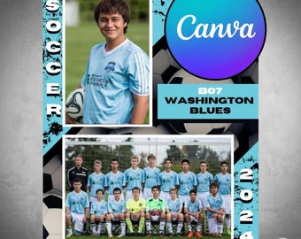 Digitale voetbalsjabloon Memory Mate canva | 8,5 x 11 inch | Sports Photoshop-sjabloon voor teams en individuen | Digitaal bestand