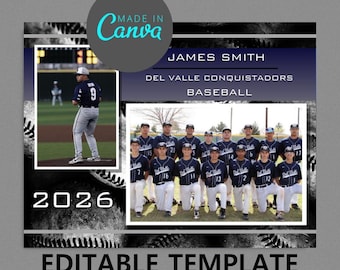 Baseball Memory Mate - Horizontal - Canva Digital Template | 11" x 8.5" | Sports Canva Template for Teams & Individuals | Digital File