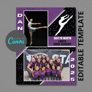 Competition Dance Memory Mate Canva Digitale Vorlage | 22cm x 28cm | Sport Photoshop Vorlage für Teams & Einzelne | Digitale Datei