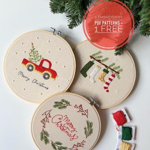Embroidery Christmas Patterns, Bundle Download, Beginner Embroidery Pattern, PDF Christmas Hand Embroidery, Winter Embroidery Pattern