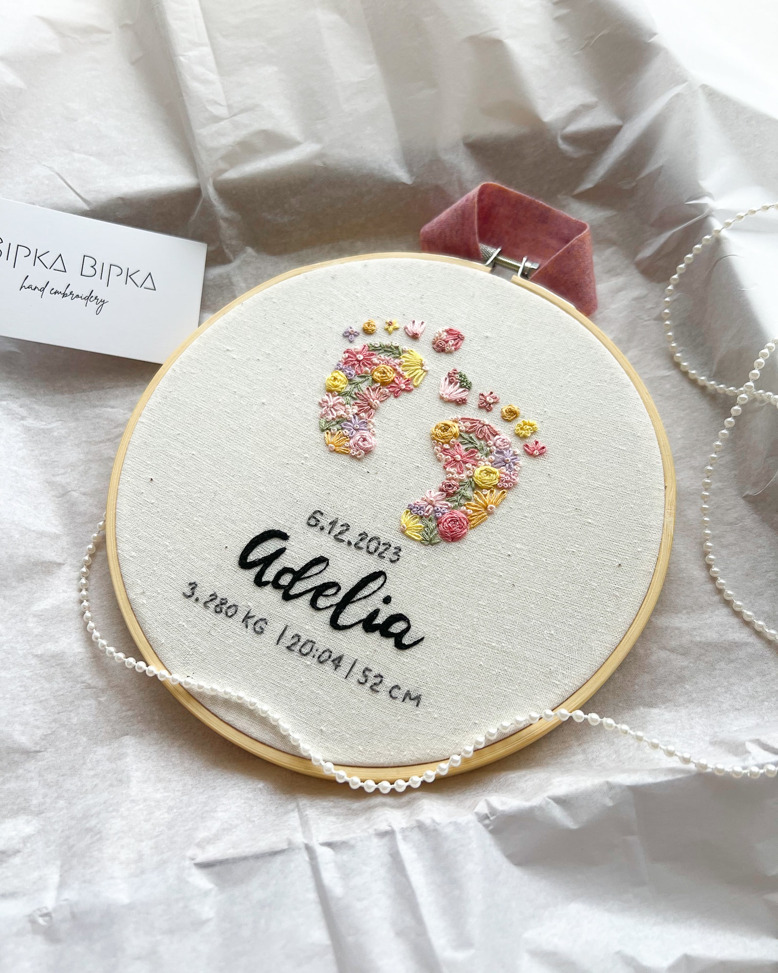 Personalized Baby Feet Embroidery: Floral Nursery Name Sign - Etsy