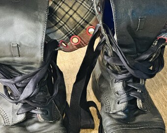 Doc Marten Triumph 1914 Fold Over Plaid Black Leather Boots  display picture 1