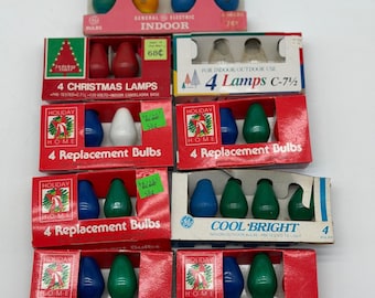 Vintage GE Holiday Home C7.5 Christmas Light Bulbs Lot 9 Boxes Multicolor Retro