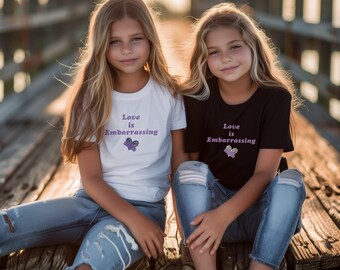 Kids Cotton T-Shirt - Olivia Rodrigo Inspired - Love Is Embarrassing - GUTS Tour 2024 - Olivia Rodrigo T-shirt - GUTS T-shirt - Music Fan