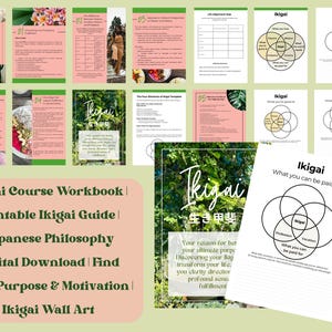 Ikigai Course Workbook | Printable Ikigai Guide | Japanese Philosophy Digital Download | Find Your Purpose & Motivation | Ikigai Wall Art