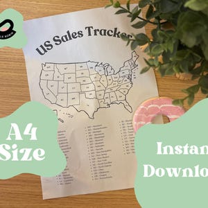 Carte des ventes des États-Unis, suivi du code postal de l'entreprise, carte des ventes à colorier, carte des ventes imprimable avec code postal, suivi des ventes Etsy, carte des États-Unis