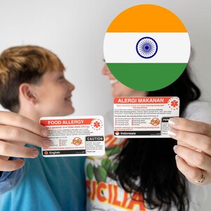 Hindi Peanut Allergy Translation Card: Travel Dining Safety (Printable)