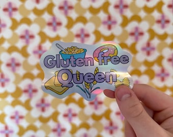 Pegatina holográfica de la Reina sin gluten: Concientización sobre la celiaquía
