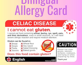 Celiac Disease Allergy Card: Southeast Asia Travel Translation (Digital Download)
