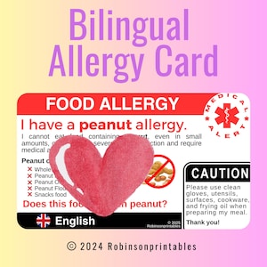 Pinda-allergie-vertaalkaart Indonesisch afdrukbare pinda-allergie Back-up voor pinda's Gratis dineren Bali Jakarta reizen