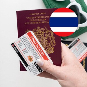 タイ語アレルギー翻訳カード：ピーナッツ＆木の実アレルギー - 旅行の必需品（印刷可能なデジタルファイル）