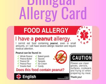 Peanut Allergy Translation Card Card Indonesian language Printable peanut Allergy Backup for peanut Free Dining Bali Jakarta travel