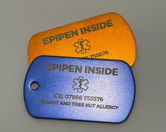 Personalized Allergy Alert Keyring – Anodized Aluminum Medical ID Tag