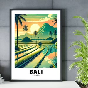 Bali modern travel poster art illustration/printable/digital download retro