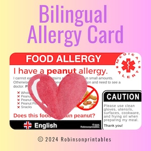 Pinda-allergievertaalkaart Kaart Spaanse taal Afdrukbare pinda-allergie Back-up voor pinda Gratis dineren Europa Spanje reizen