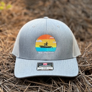 Fishing Boat Unisex Hat – Sunset Mesh Trucker – Ocean Beach Outdoor Cap